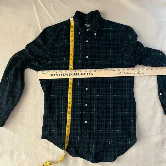 Gitman Bros Vintage | Archive Fluro Slub Flannel - Green & Black / Sz S - Picture 9 of 9